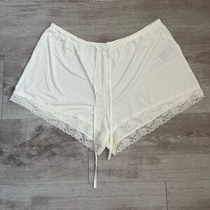 Women's White Lace Trim Sleep Shorts